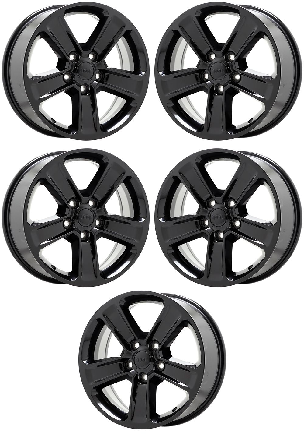 18" Jeep Wrangler Gladiator Gloss Black wheels rims Factory OEM set5 9221 9255